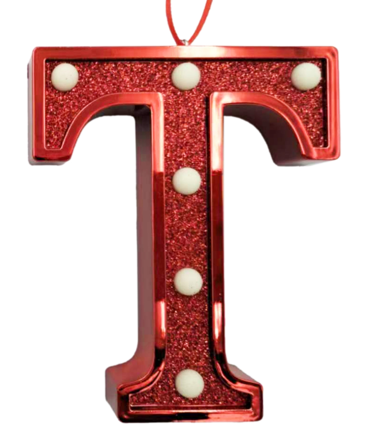 Ganz Light Up Initial Red Glitter Ornament In Red