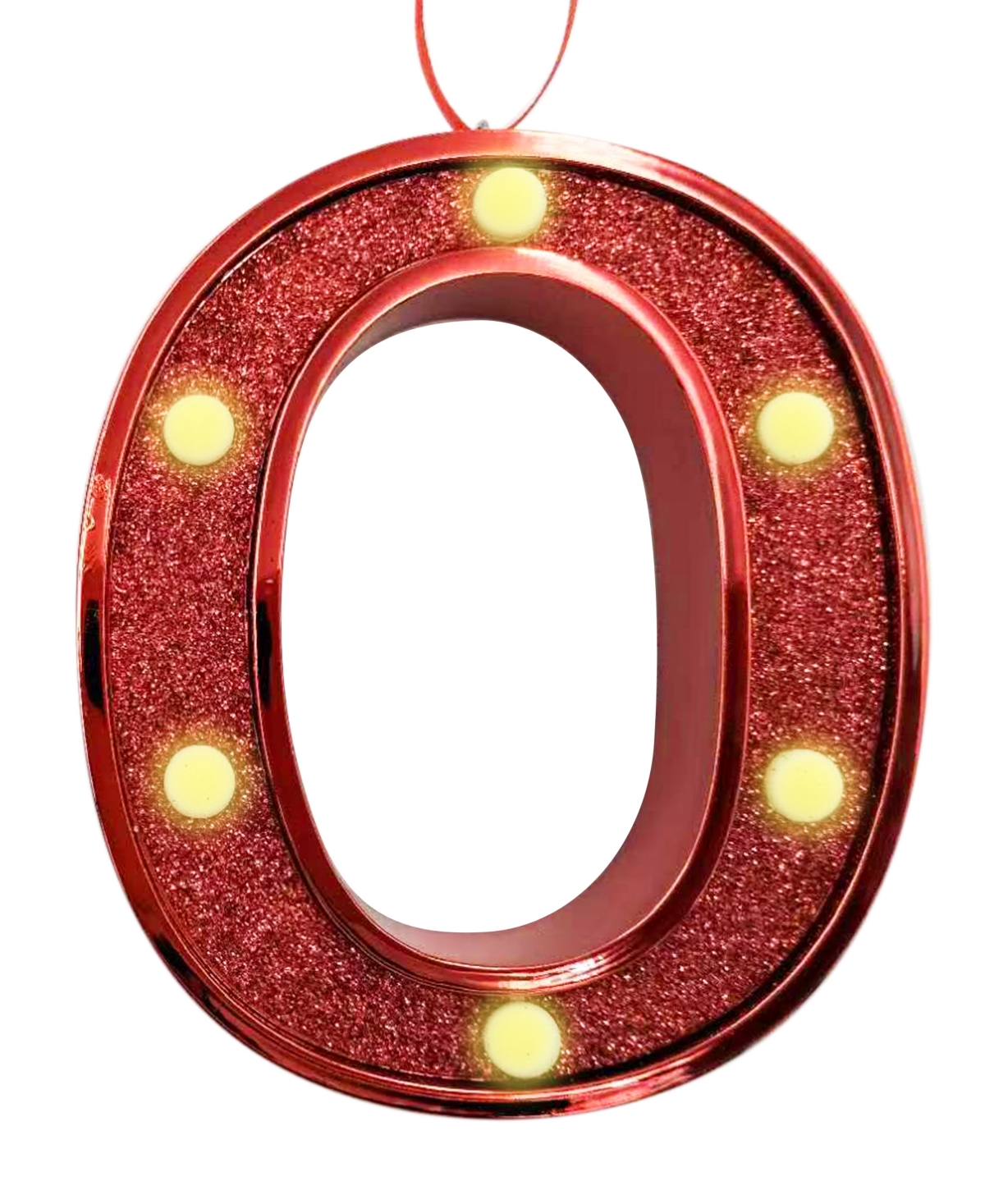 Ganz Light Up Initial Red Glitter Ornament In Red