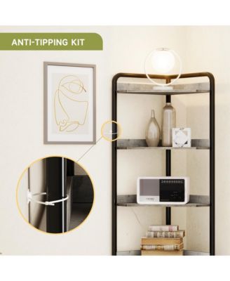 16.54" Wood, Metal Corner Cabinet with Storage