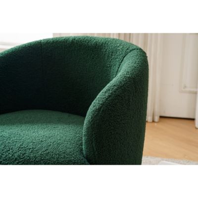 Teddy Fabric Swivel Barrel Chair with Metal Ring