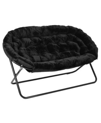 EMMA + OLIVER Double Steel Janey Folding Saucer Chair and Ottoman