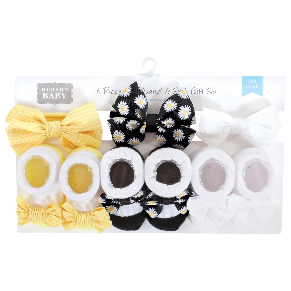 Hudson Baby Baby Girls Headband and Socks Giftset, One - Black daisy