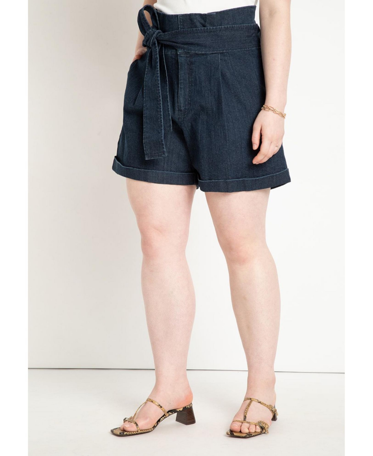 Eloquii Women's Plus Size Denim Shorts With Belt