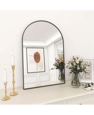 Arched Wall Mounted Mirror 24"x36" in Black