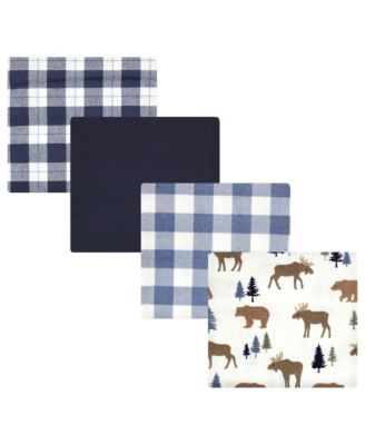 Boys Soft 4 Piece Cotton-Poly Flannel Receiving Blankets