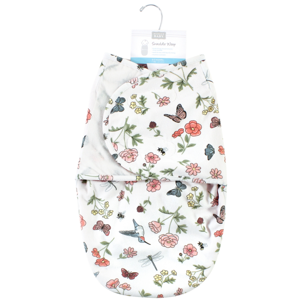 Hudson Baby Baby Girls Plush Faux Fur Swaddle Wrap, Months - Hummingbird garden