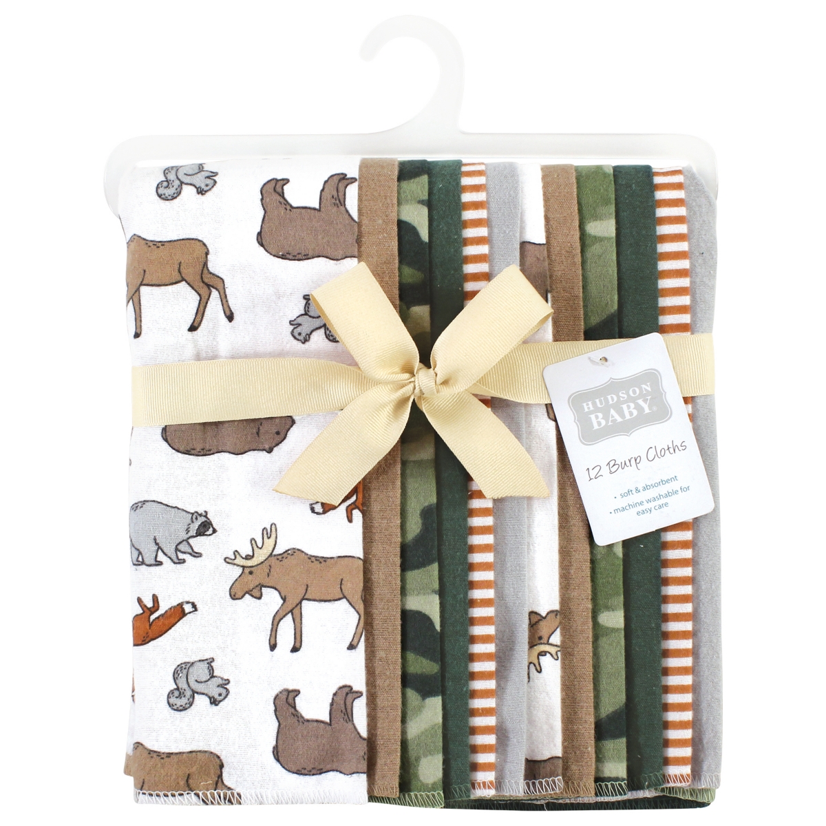 Hudson Baby Boys 12 Pack Cotton-Poly Flannel Burp Cloths