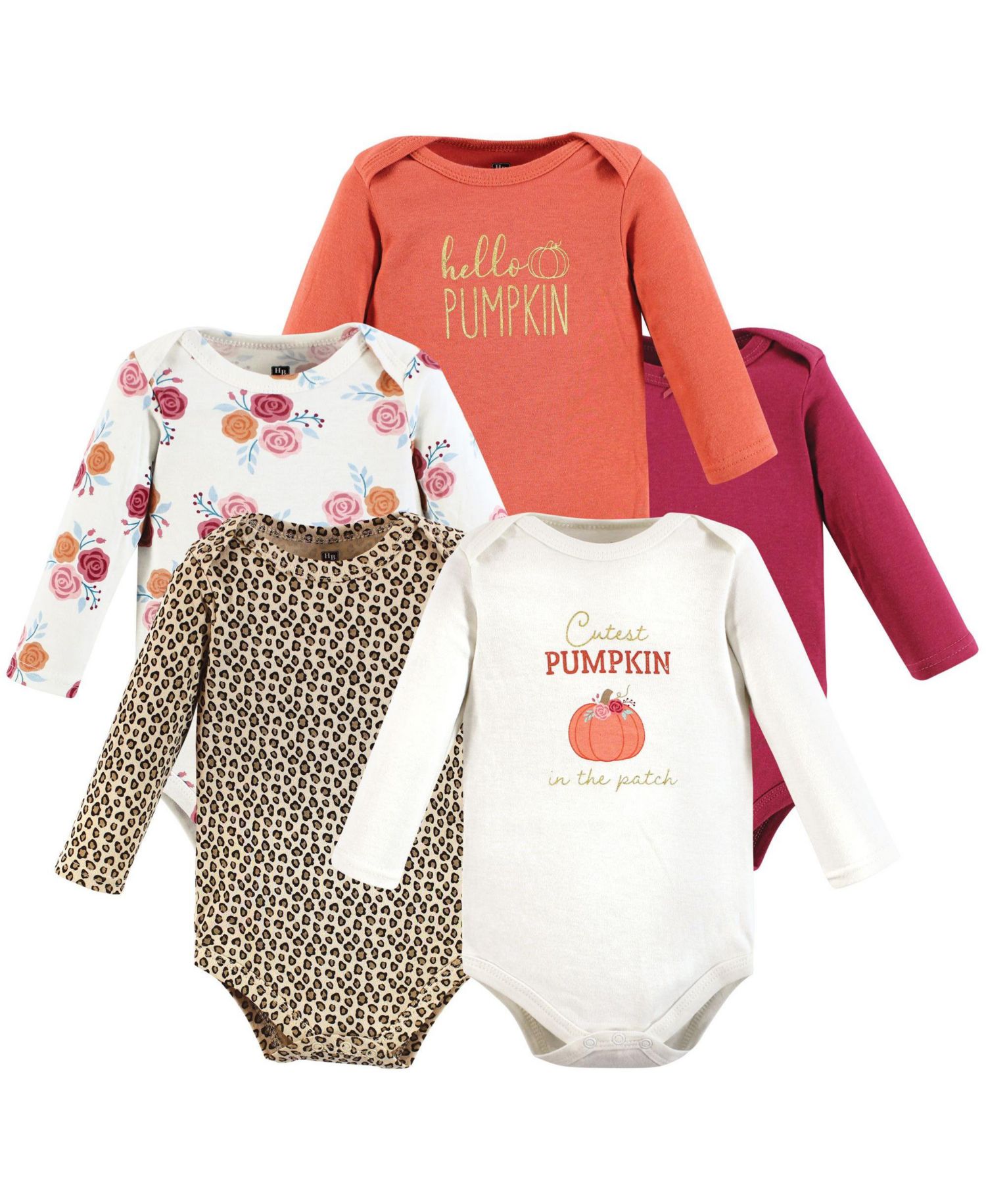 Baby Girls Hudson Soft Cotton Long-Sleeve Onesies (Five Count