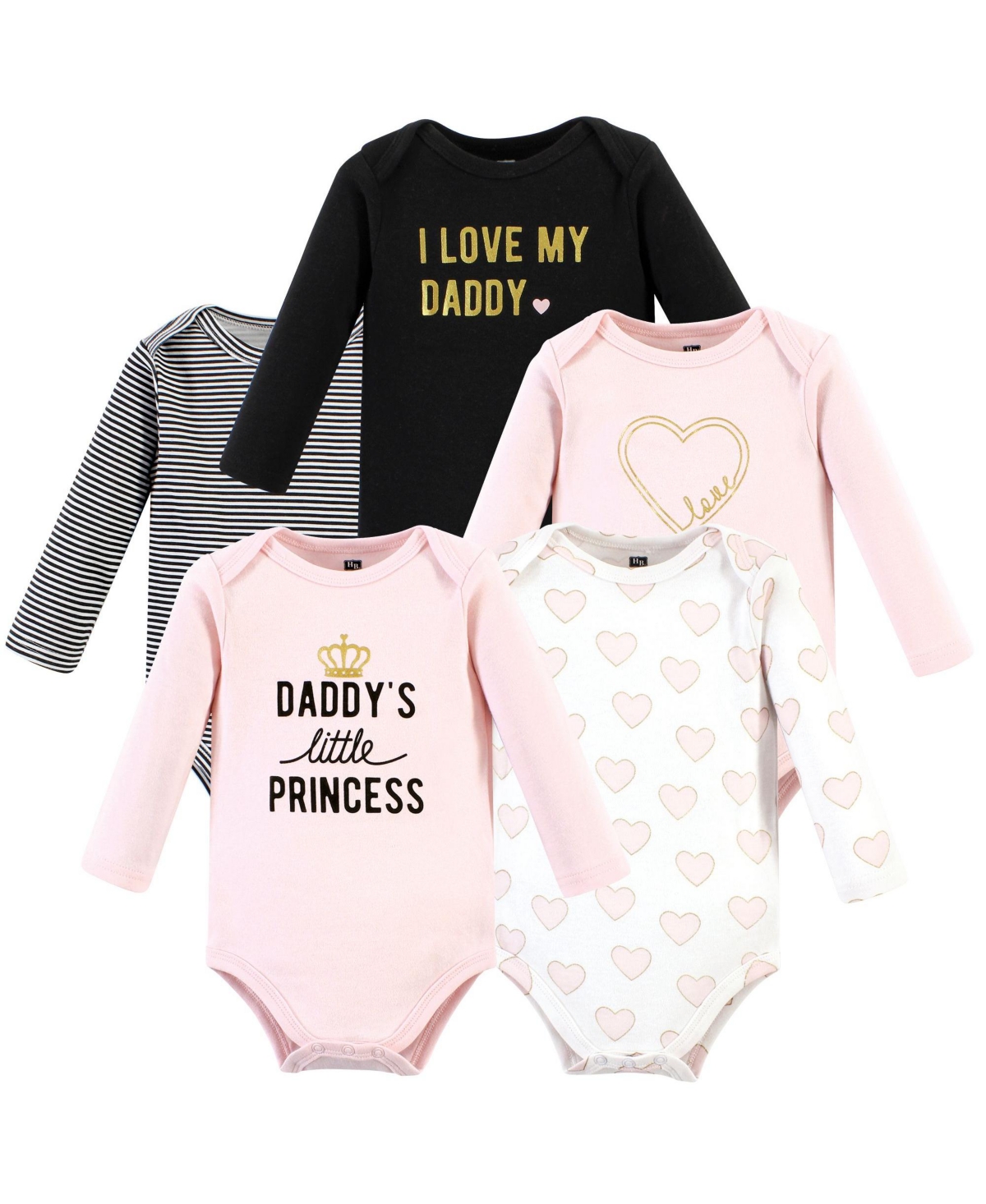 Hudson Baby Baby Girls Hudson Cotton Long-Sleeve Bodysuits 5-Pack - Daddys little princess 5-pack