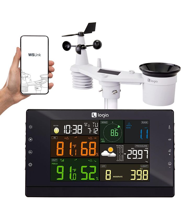 Logia 7 in 1 wifi indoor outdoor wireless weather station w solar
