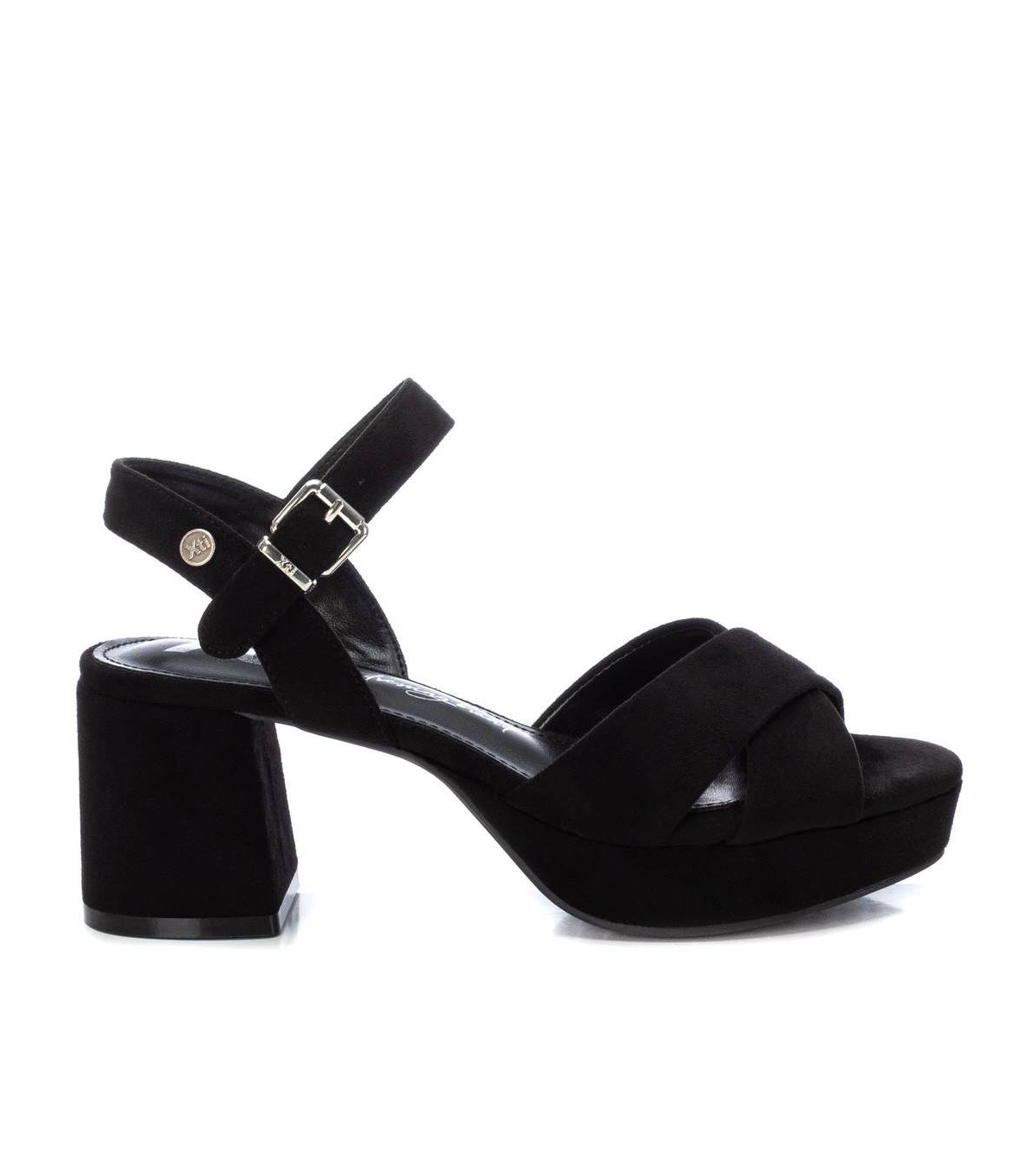 Women's Suede Heeled Platform Sandals By Xti - Black