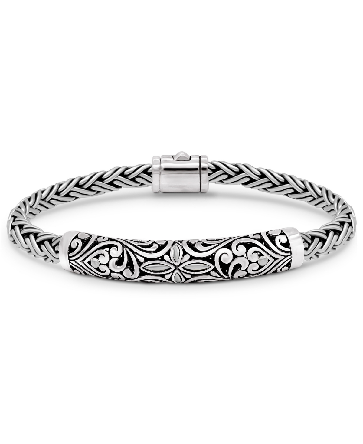 Bali Filigree with Paddy Oval 5mm Chain Bracelet in Sterling Silver - Silver