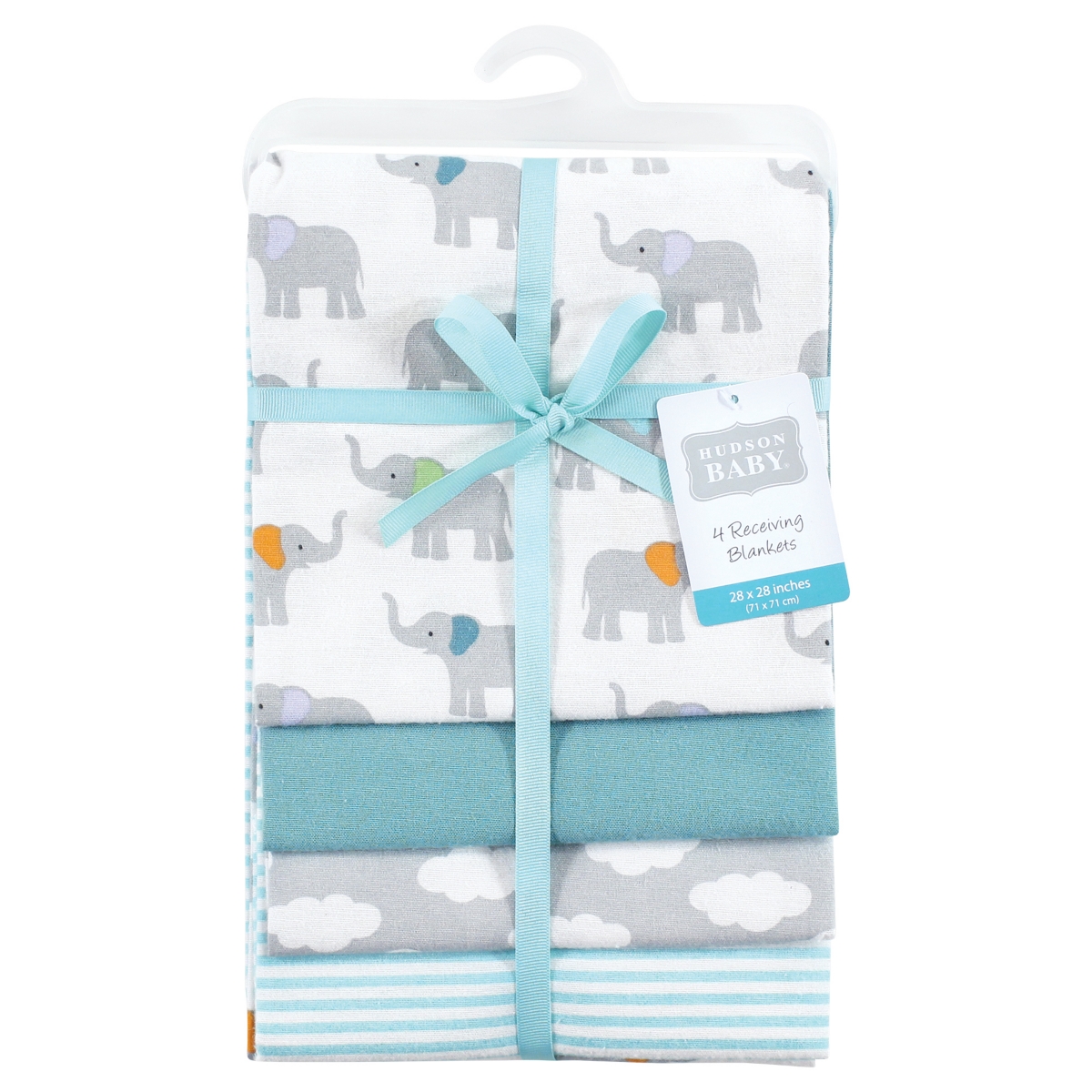 Hudson Baby Unisex Four-Pack Flannel Infant Receiving Blanket Cotton/Poly Blend