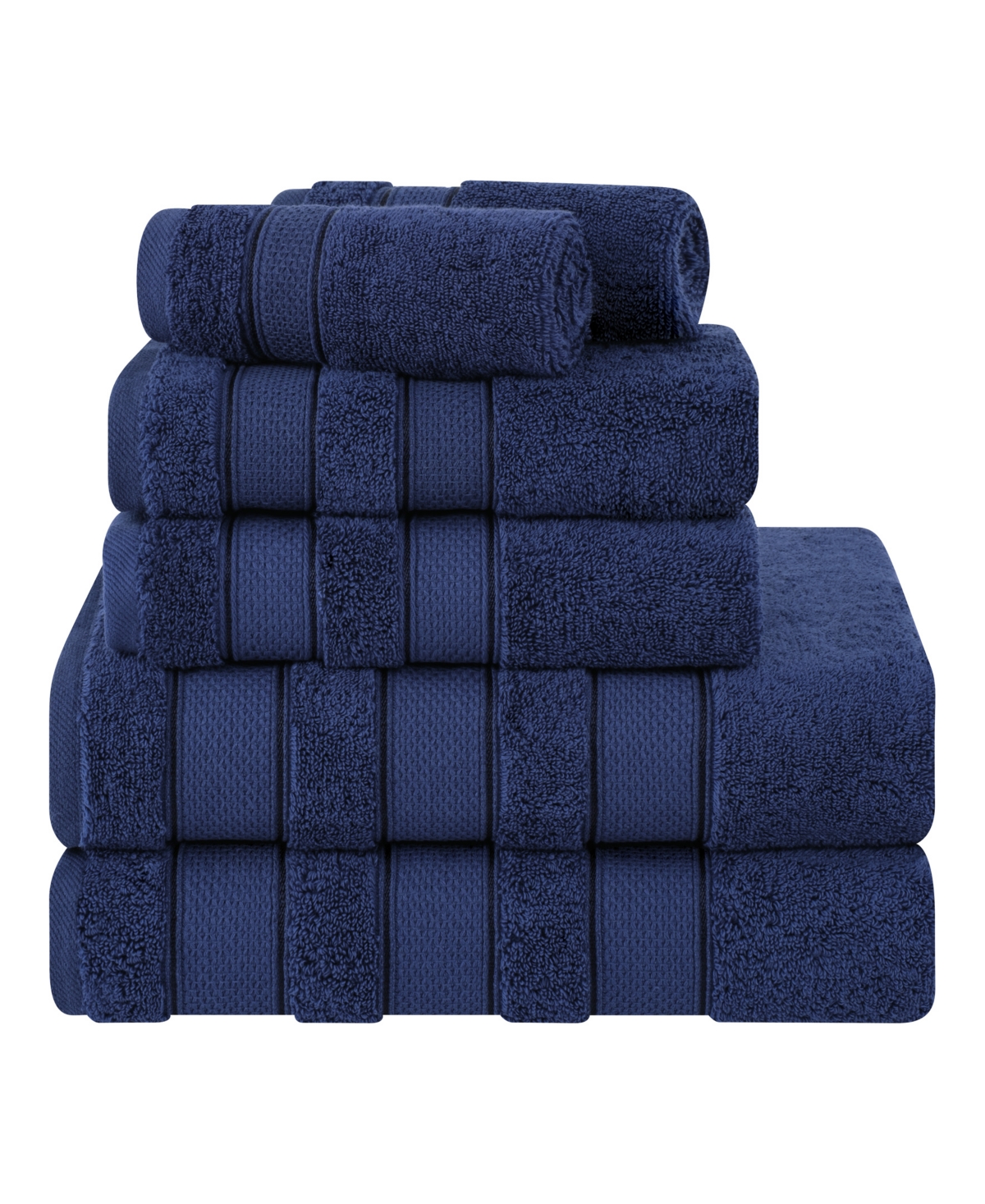 American Soft Linen Salem Premium 100% Turkish Cotton 6 Piece Bath Towel Set In Navy Blue