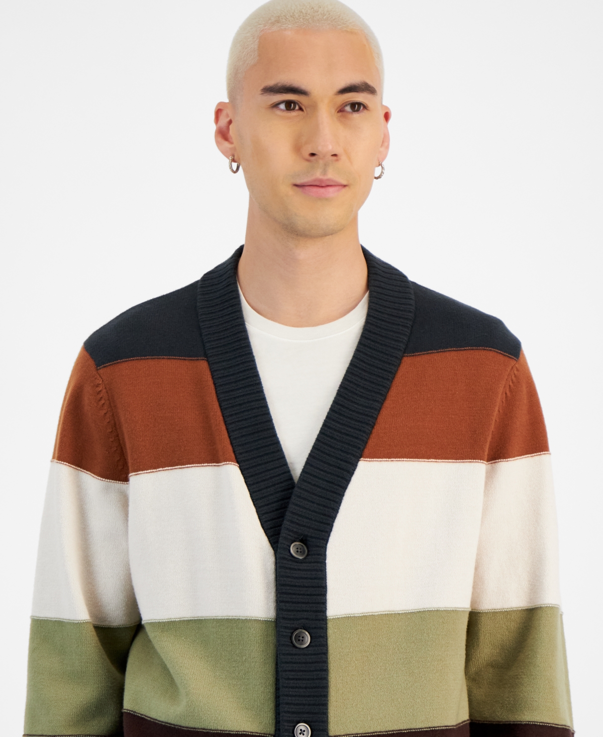 Sun + Stone Men's Charles Colorblocked Button-Front Cardigan Sweater, Created for Macy's