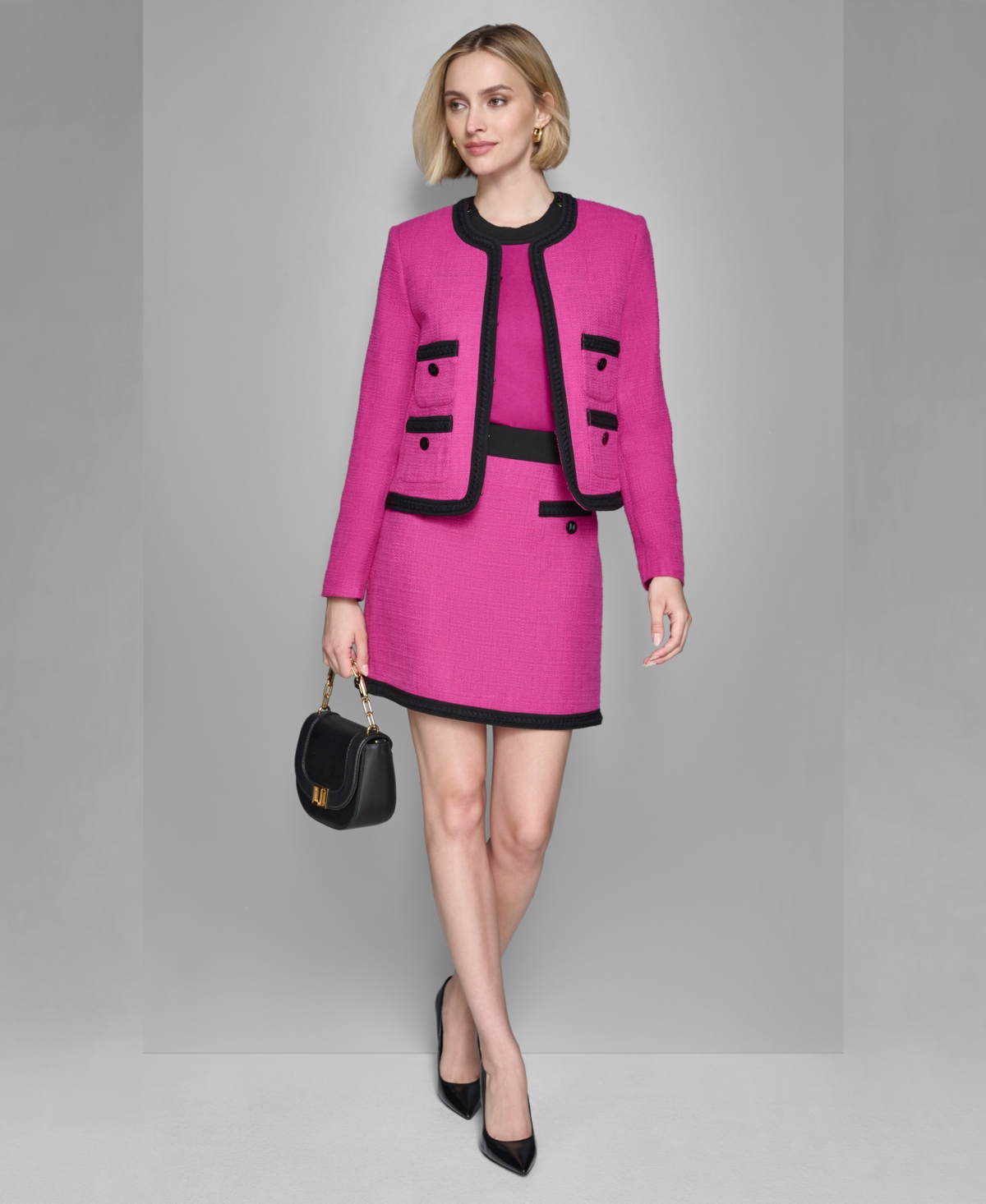 Karl Lagerfeld Paris Women's Braided-Trim Blazer -bl