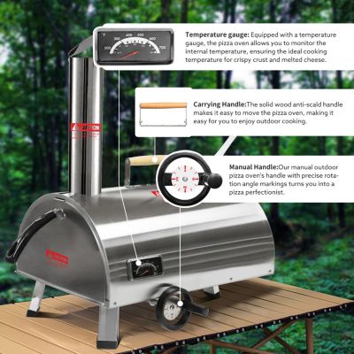 Streamdale 12" Stainless Rotatable Pizza Oven with Thermometer & Bag