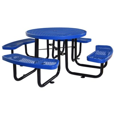 Streamdale Round Outdoor Steel Picnic Table 46" blue, with umbrella pole