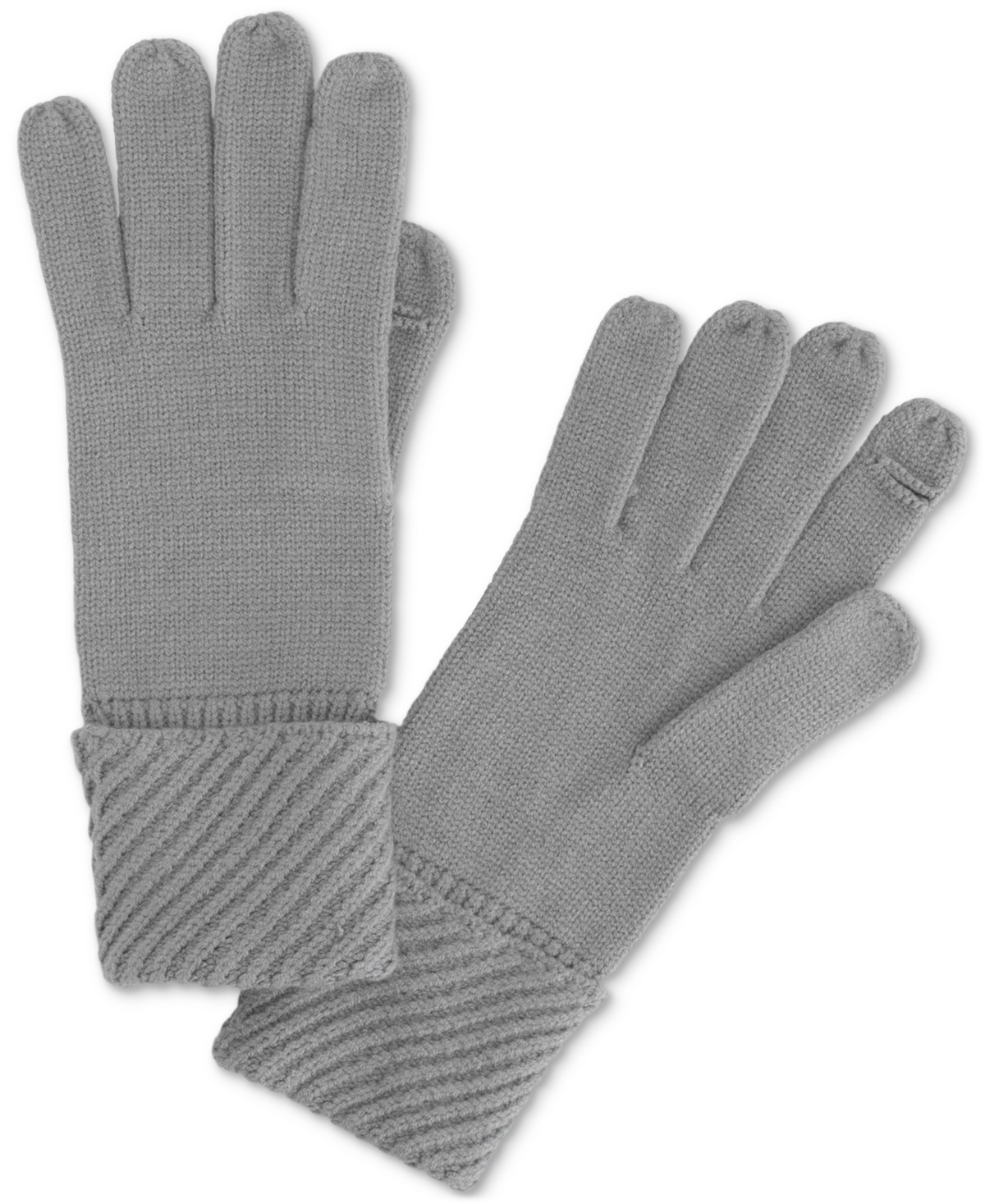 Calvin Klein Chunky Rib Knit Gloves In Heathered Mid Gray