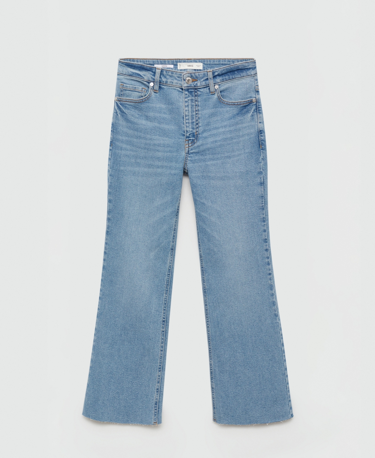 Shop Mango Women's Sienna Flare Crop Jeans In Medium Blue