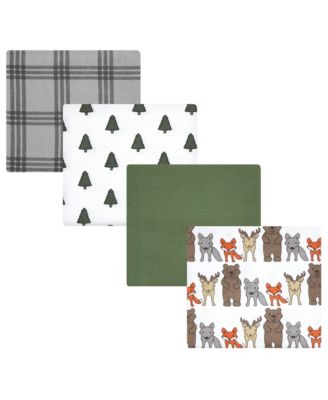 Boys Soft 4 Piece Cotton-Poly Flannel Receiving Blankets