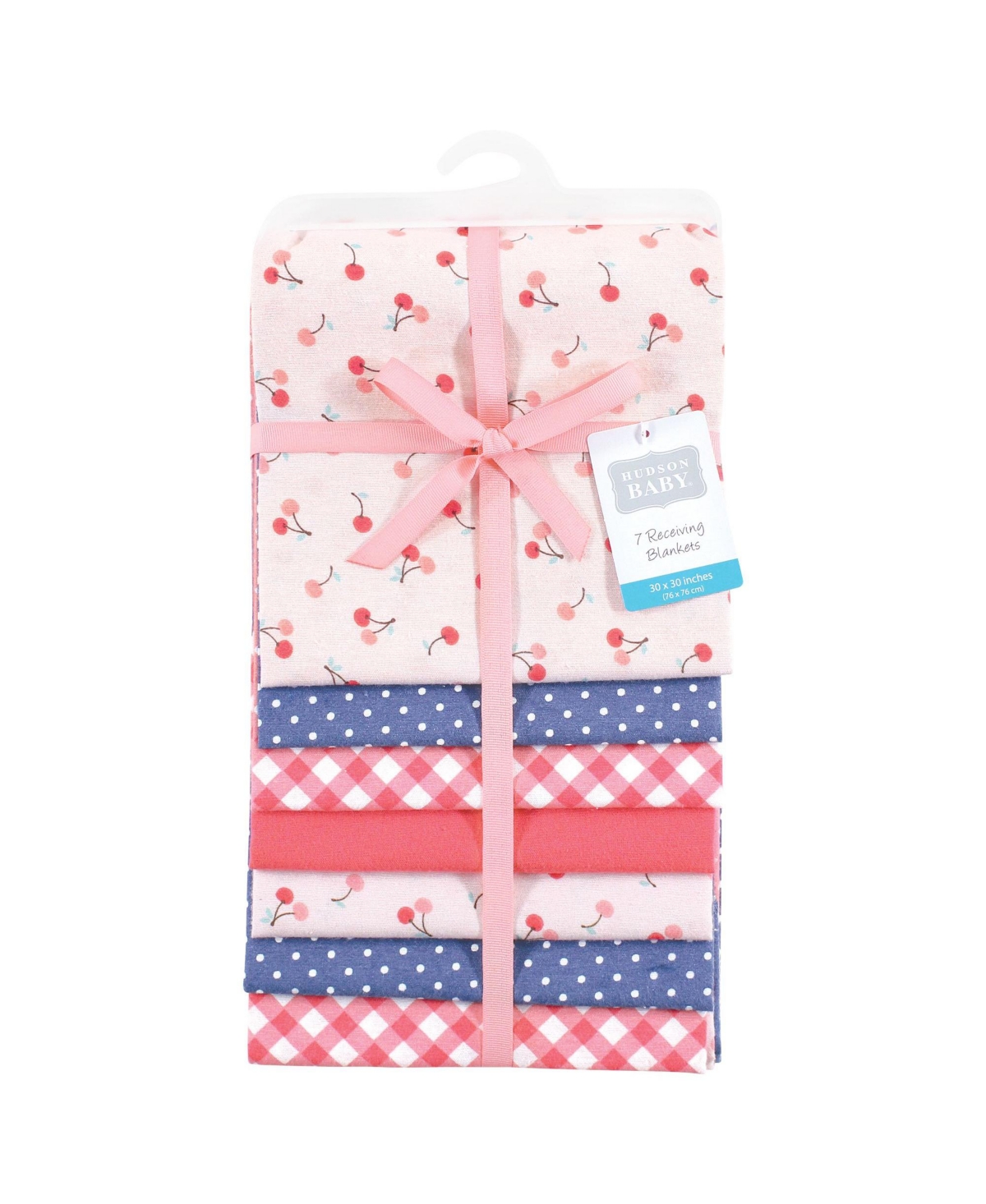Hudson Baby Infant Girl Cotton Poly Flannel Receiving Blankets Bundle, Cherry Sweet, One