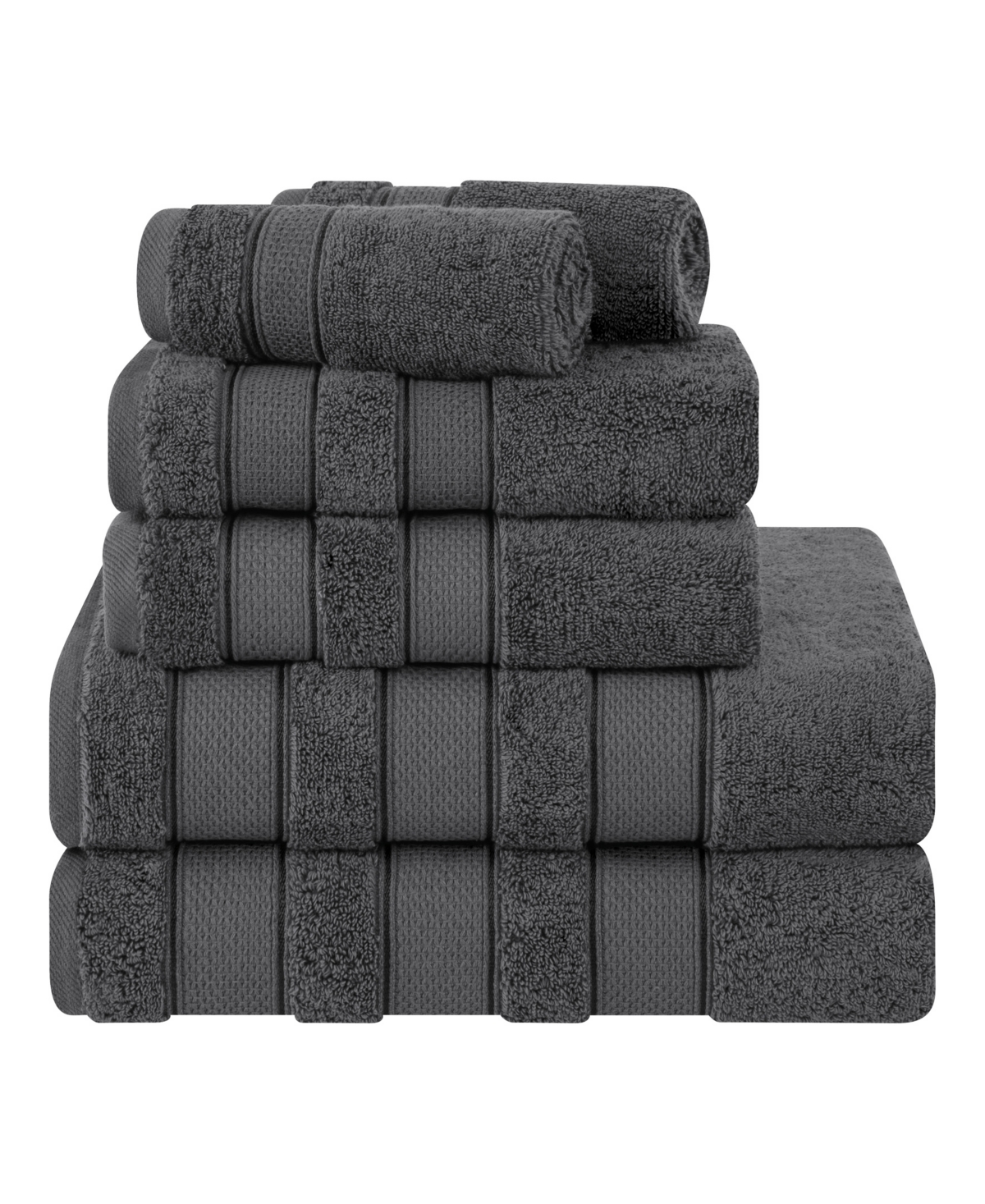American Soft Linen Salem Premium 100% Turkish Cotton 6 Piece Bath Towel Set In Dark Gray