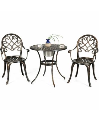 3 Pieces Outdoor Set Patio Bistro with Attached Removable Ice Bucket