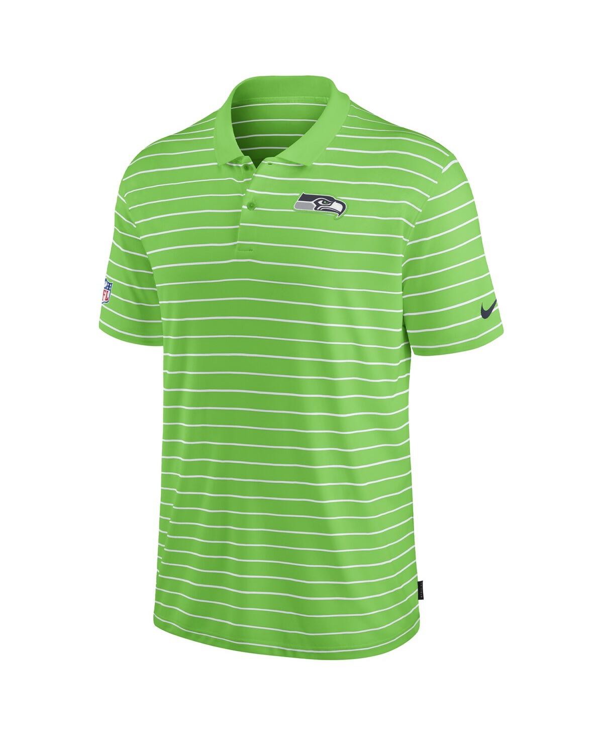 Nike Men's Neon Green Seattle Seahawks Sideline Lock Up Victory Performance Polo Shirt In Neon Green,white