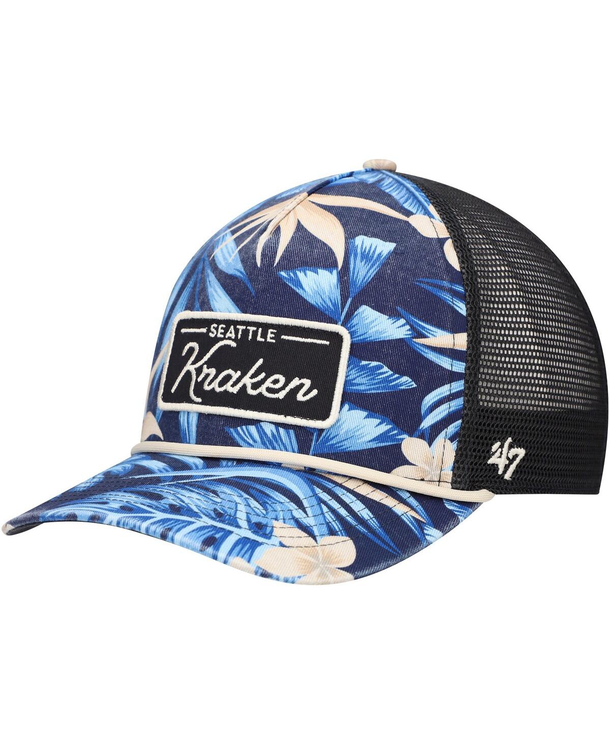 '47 Brand Men's Navy Seattle Kraken Tropicalia Allover Print Trucker Adjustable Hat - Navy