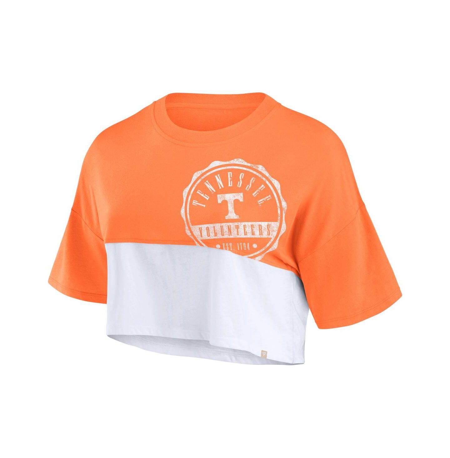 Женская футболка Fanatics Orange/White Tennessee Volunteers Oversized Badge Colorblock Cropped — фото 2