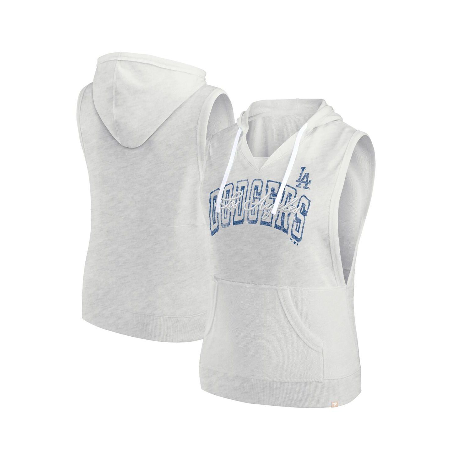 Женское худи Fanatics Ash Los Angeles Dodgers Lounge Script Sleeveless Pullover — фото 1
