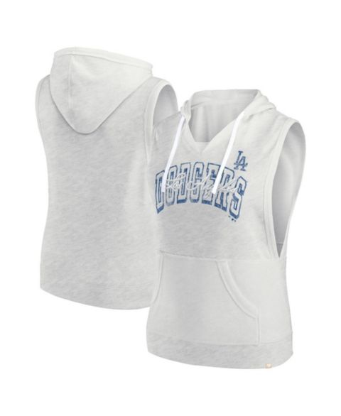 Женское худи Fanatics Ash Los Angeles Dodgers Lounge Script Sleeveless Pullover