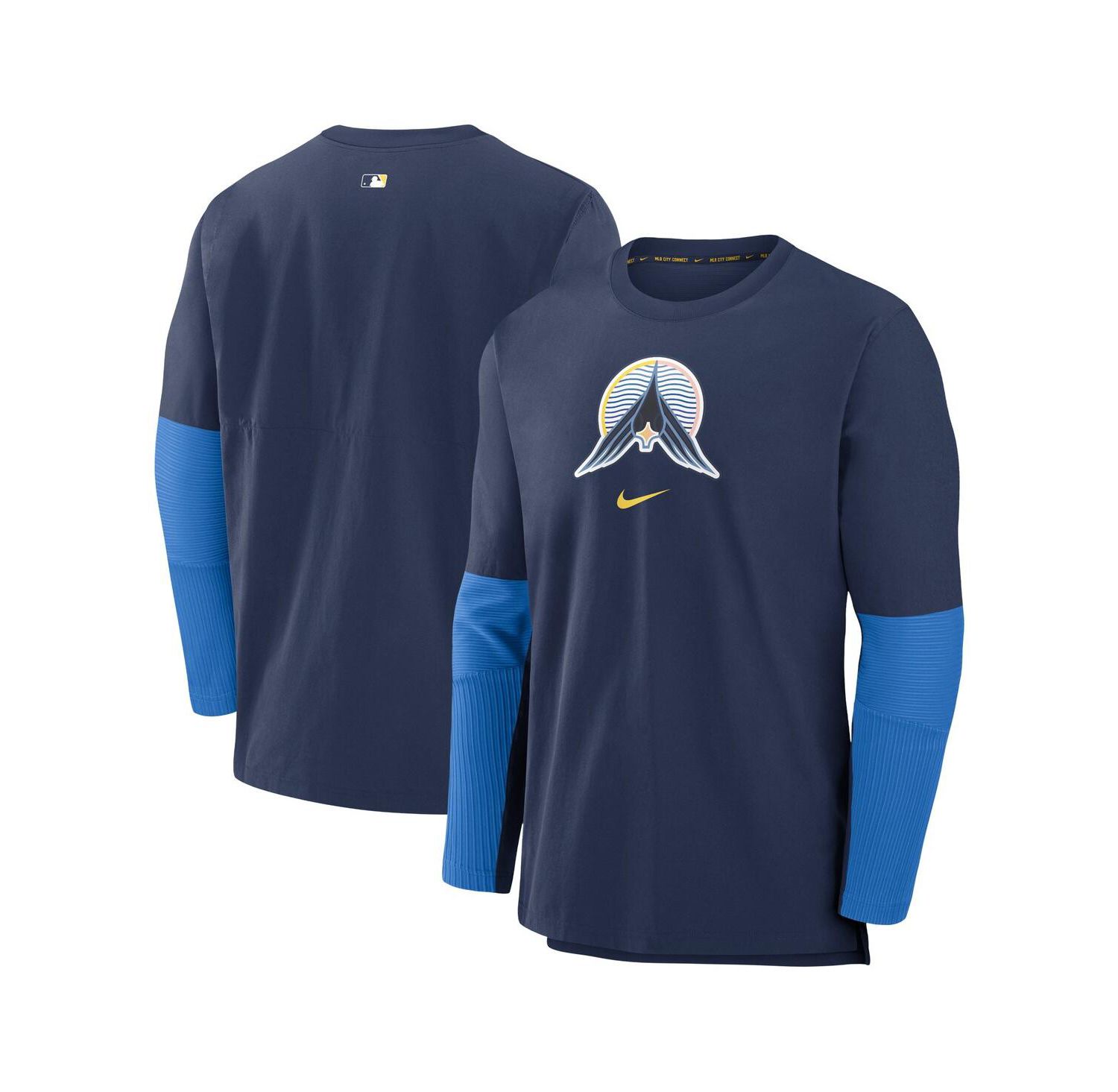 Men's Navy Minnesota Twins 2024 City Connect Authentic Collection Player Tri-Blend Performance Pullover Top
