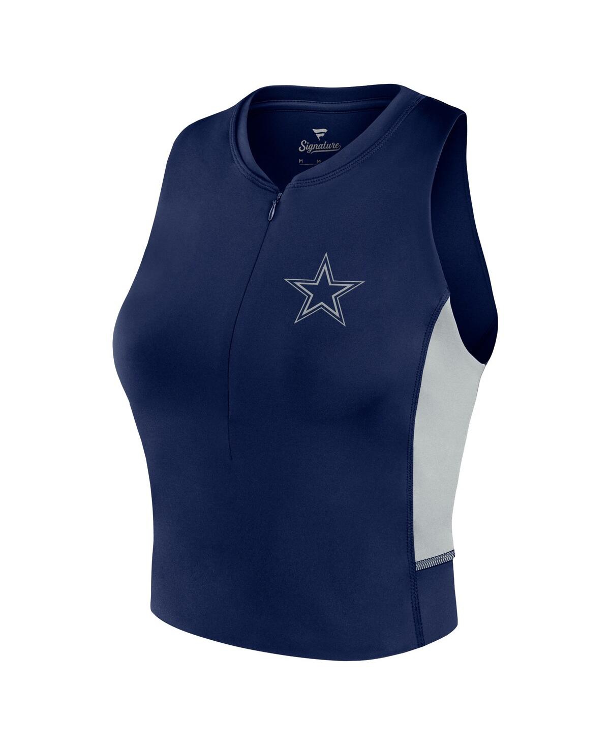Fanatics Women's Navy Dallas Cowboys Studio Fitted Gym Tank Top In Navy