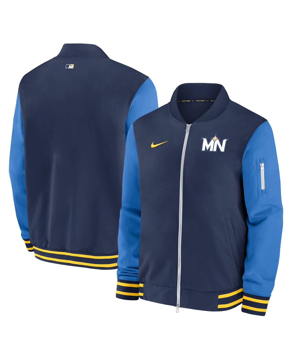 Nike Men's Navy Minnesota Twins 2024 City Connect Authentic Collection Game Time Full-zip Bomber Jacket In Navy