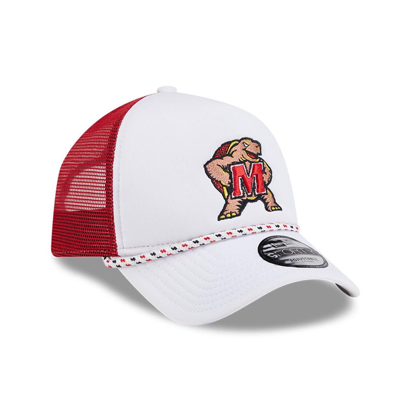 Мужская кепка New Era White/Red Maryland Terrapins Court Sport Foam A-Frame 9FORTY Adjustable Trucker Hat — фото 2