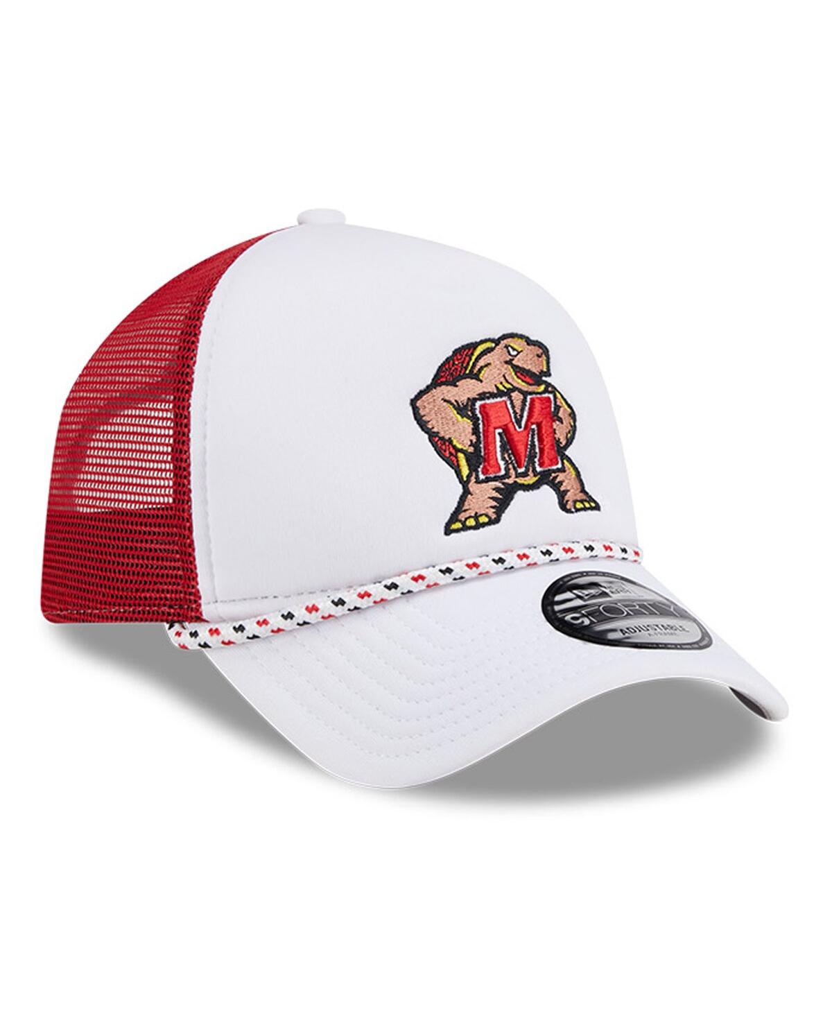 New Era Men'sRed Maryland Terrapins Court Sport Foam A-Frame 9FORTY Adjustable Trucker Hat - White, Red