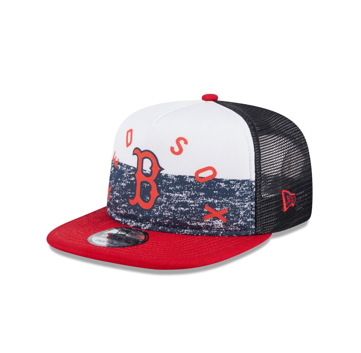 Men's White/Red Boston Red Sox Team Foam Front A-Frame Trucker 9FIFTY Snapback Hat