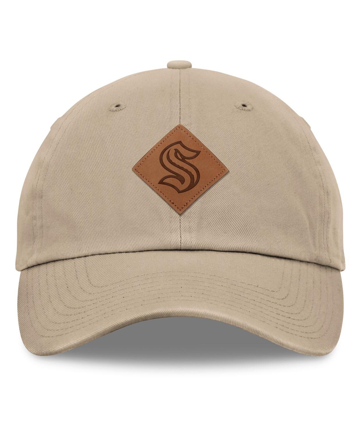 Fanatics Men's Khaki Vegas Golden Knights Elements Unstructured Patch Leather Strapback Hat In Khaki