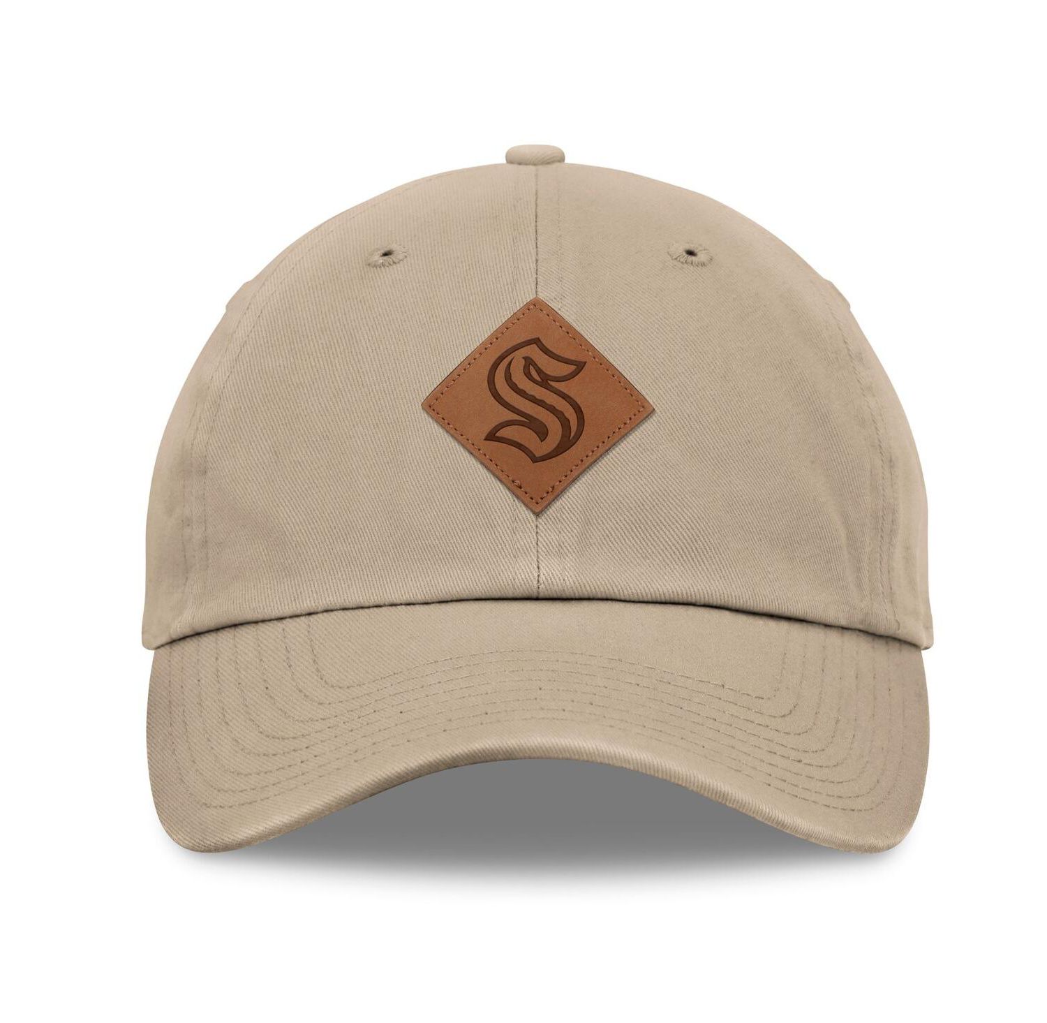 Men's Khaki Seattle Kraken Elements Unstructured Patch Leather Strapback Hat