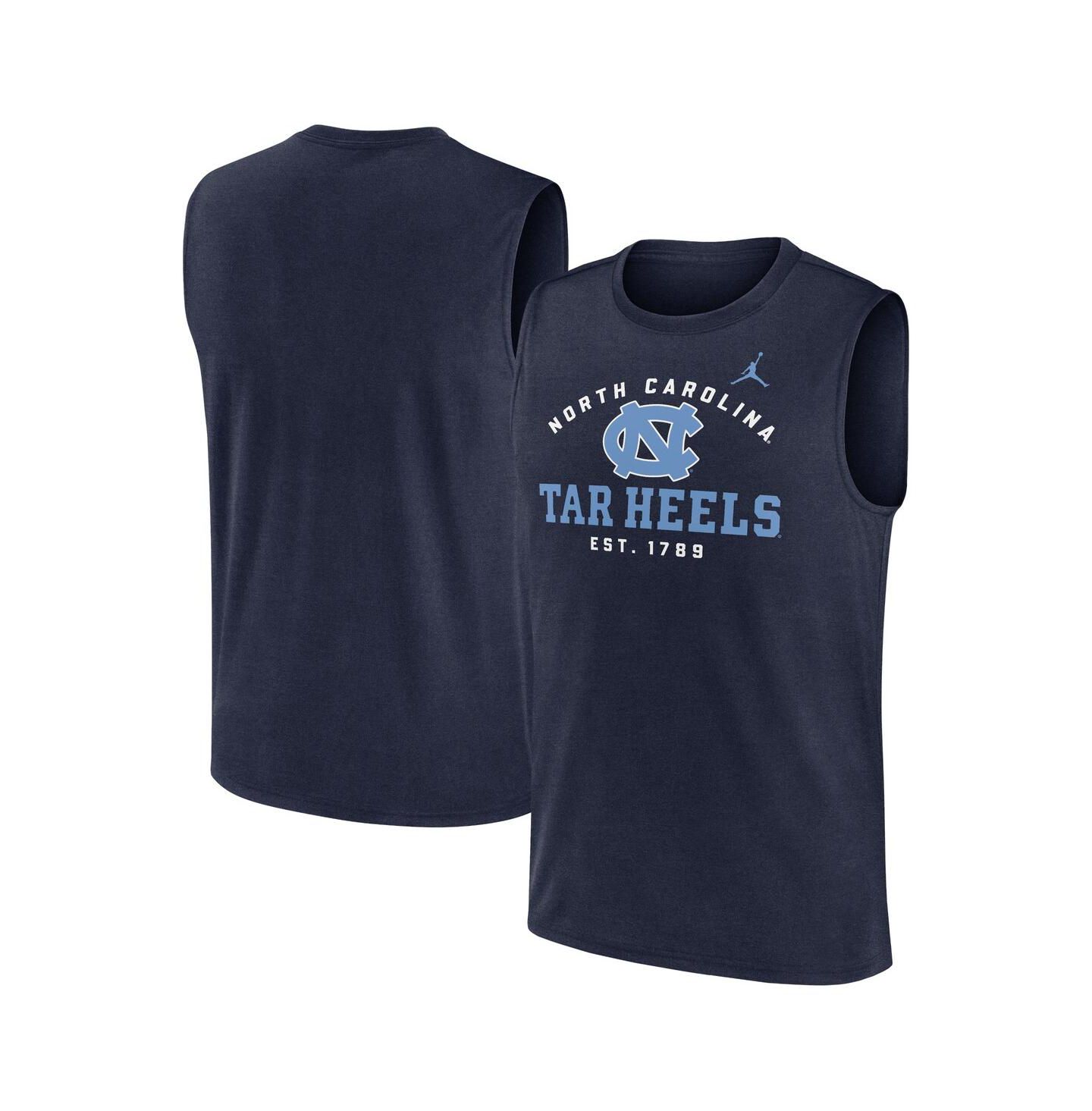 Мужские топы Jordan Navy North Carolina Tar Heels Primetime Legend Lock Up Performance Muscle — фото 1