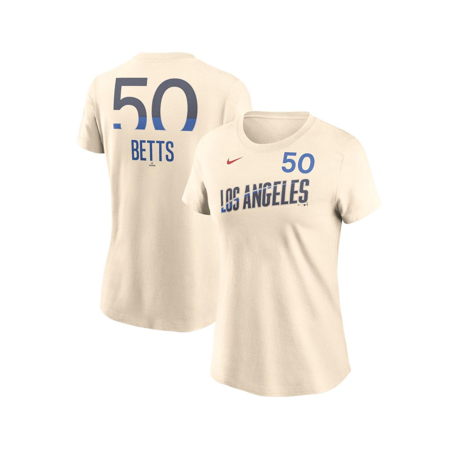Women's Mookie Betts Cream Los Angeles Dodgers 2024 City Connect Fuse Name & Number T-Shirt