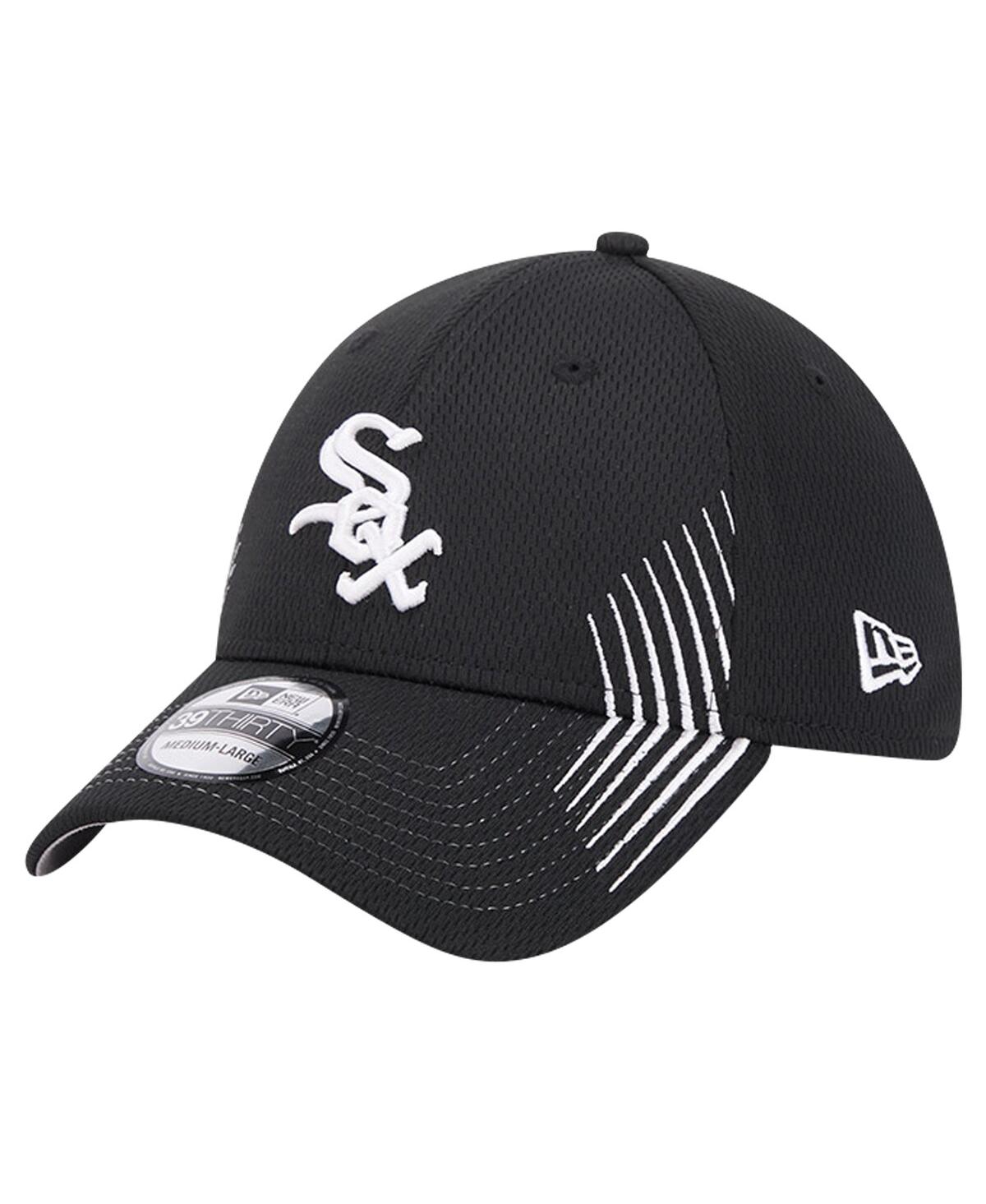New Era Men's Black Chicago White Sox Active Dash Mark 39thirty Flex Hat In Black