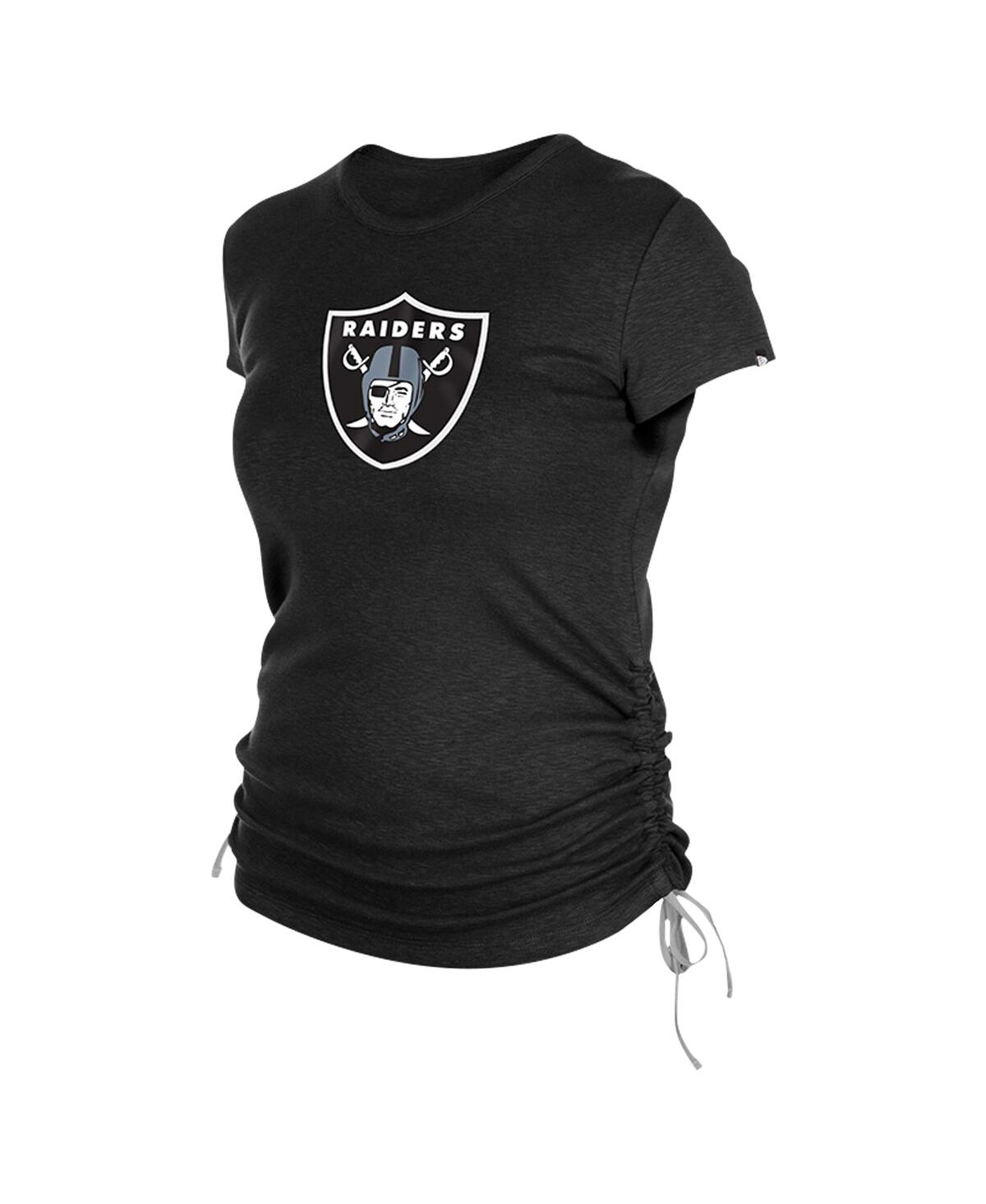 NEW ERA WOMEN'S BLACK LAS VEGAS RAIDERS RUCHED SIDE T-SHIRT 