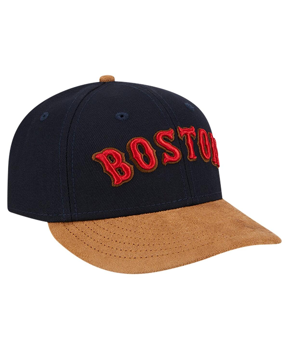 NEW ERA MEN'S NAVY BOSTON RED SOX TEAM SUEDE VISOR LOW PROFILE 59FIFTY FITTED HAT 