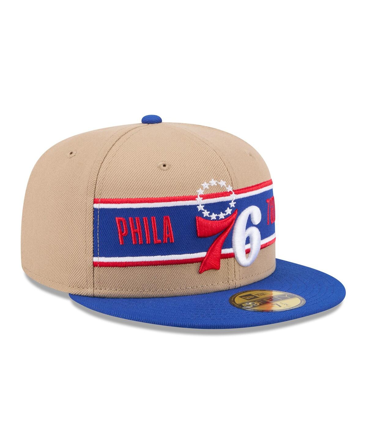 Shop New Era Men's Tan/royal Philadelphia 76ers 2024 Nba Draft 59fifty Fitted Hat In Tan,royal