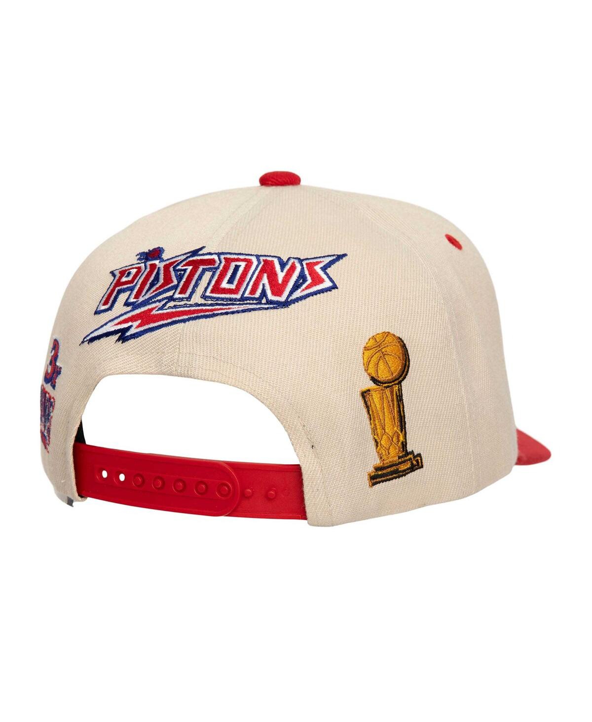 Mitchell & Ness Men's Cream/red Detroit Pistons 3x Nba Champions Soul Legacy Defined Snapback Hat In Cream Red