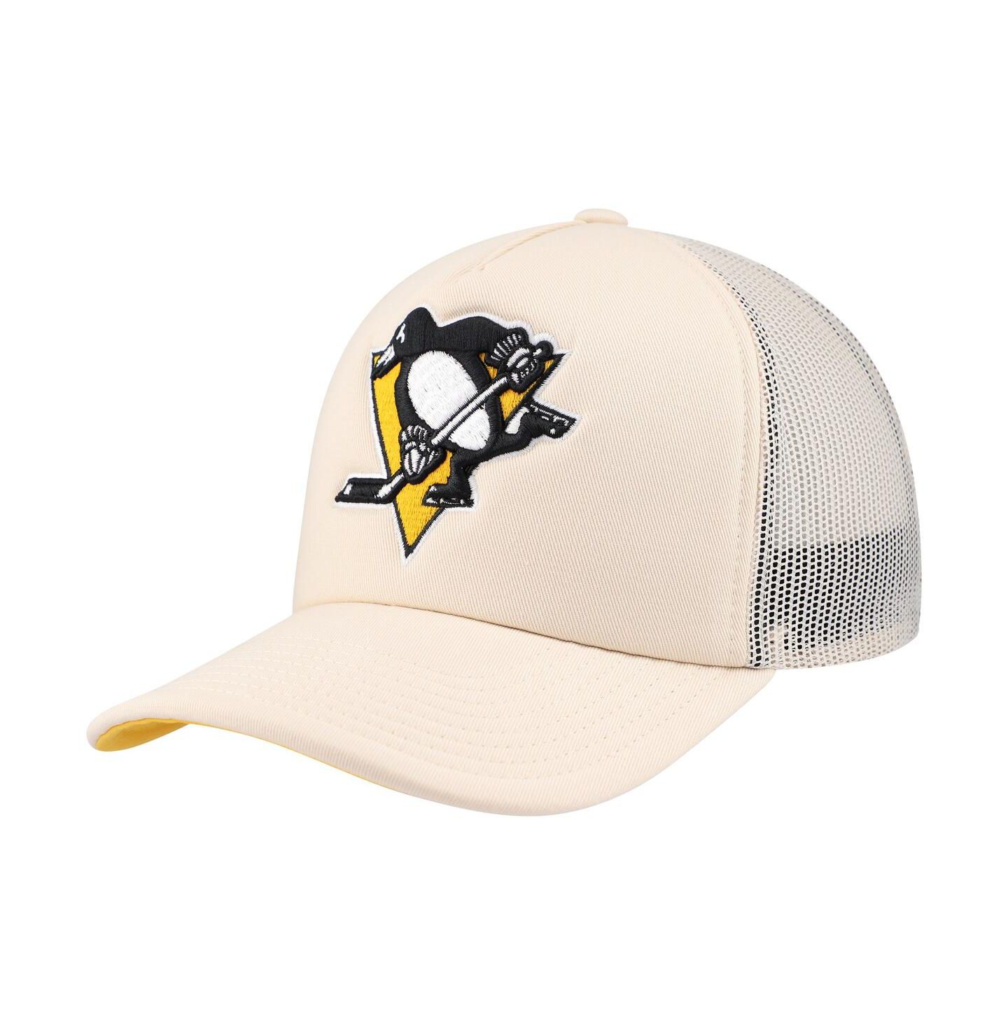 Мужская кепка Mitchell & Ness Cream Pittsburgh Penguins Foam Front Trucker Adjustable Hat — фото 1