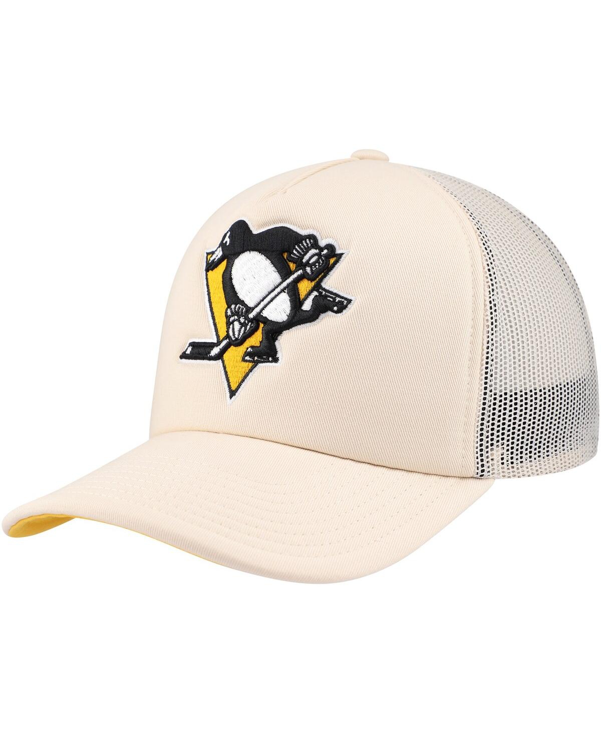 Mitchell & Ness Men's Cream Pittsburgh Penguins Foam Front Trucker Adjustable Hat In Cream